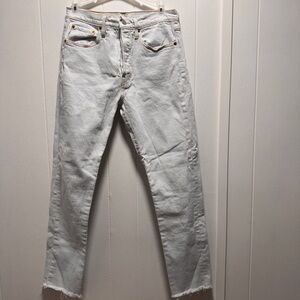 Levis Premium Pants Womens 27 Blue Denim Jeans 501 Light Wash Button Fly Big E